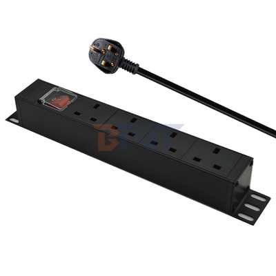 PDU 4-port Outlets SPD Surge Protector Power Strip Extension Socket 3250W with On/off Switch and Power Cable