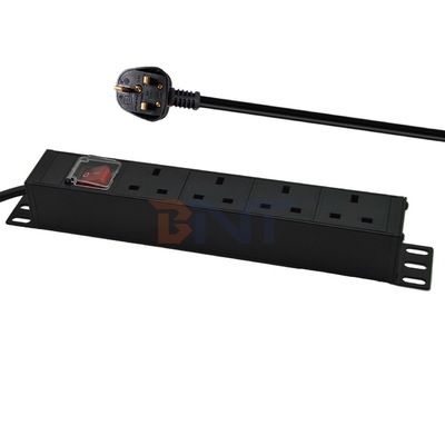 PDU 4-port Outlets SPD Surge Protector Power Strip Extension Socket 3250W with On/off Switch and Power Cable