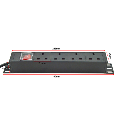 PDU 4-port Outlets SPD Surge Protector Power Strip Extension Socket 3250W with On/off Switch and Power Cable