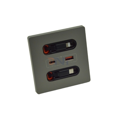 Boente 86*86 mm Mini Hidden Home Universal USB Comfiguration Electric Wall Power Socket with Lightning & Type-C Cable