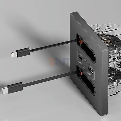 Boente 86*86 mm Mini Hidden Home Universal USB Comfiguration Electric Wall Power Socket with Lightning & Type-C Cable