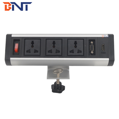office power clamp-on desk edge socket /desktop clamp-on ac power outlet