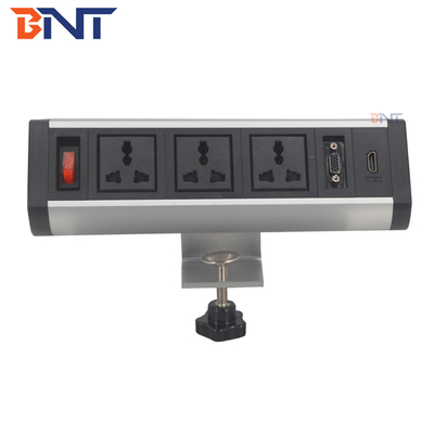 office power clamp-on desk edge socket /desktop clamp-on ac power outlet
