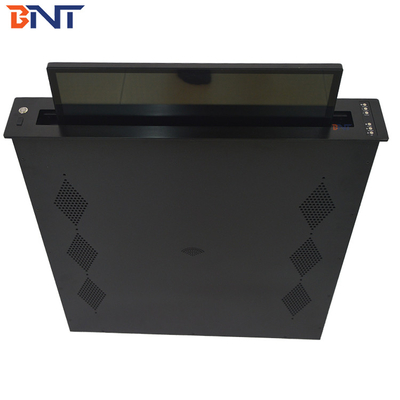 Integrated Motorized Monitor Lift With Brushed Aluminum Alloy Panel