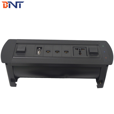 Matte Black Conference Table Outlet , Desktop Motorized Flip Up Power Outlet