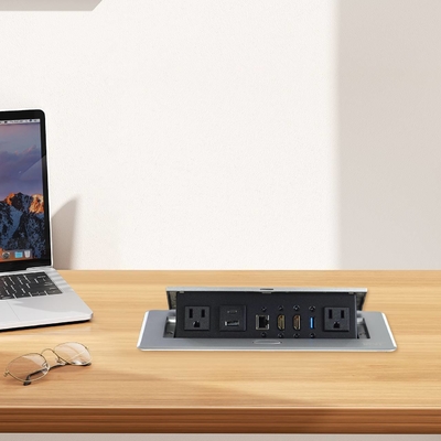 For UL Approved Smart Office Aluminum Alloy Pop-up Tabletop Power Socket with Modular Configurations