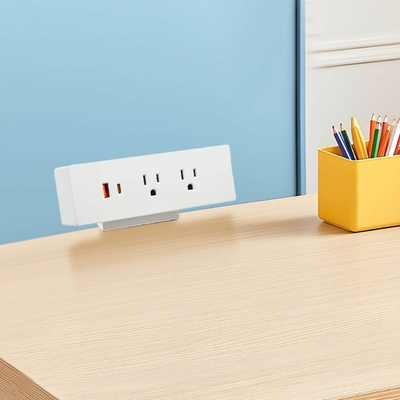Multi-Functional 2 AC Outlets USB A+C US Power Fast Charge Desktop Clamp Socket Power Strip