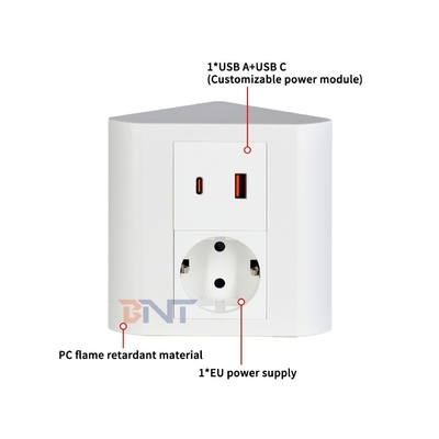 Portable Tabletop EU Socket for Office & Home IP44 with USB A+C Output Ports for Multiple Devices