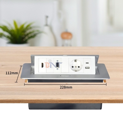 Aluminum Alloy Pop-up Tabletop Power Socket EU power socket with Modular Configurations