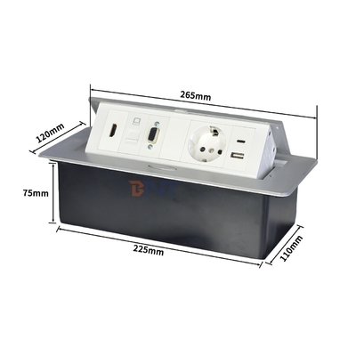 Aluminum Alloy Pop-up Tabletop Power Socket EU power socket with Modular Configurations