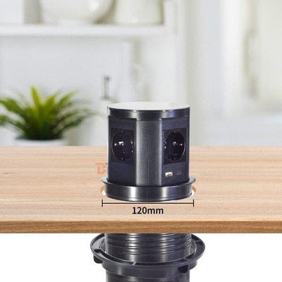 Kitchen Hidden Pneumatic Pop Up Power Sockets  Wireless Charger with 4 AC outlets and USB A+C