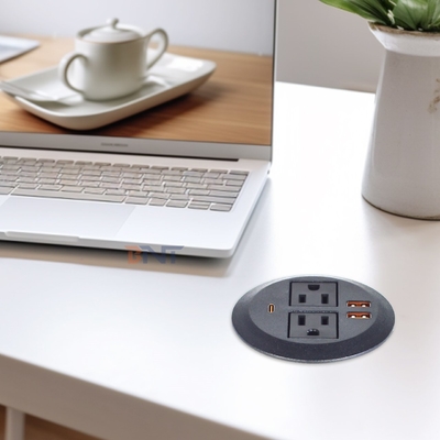 Round Sofa Set Embedded Electric Power Socket with 2 US Standard Power Outlets & Dual USB A Charging Socket 65W