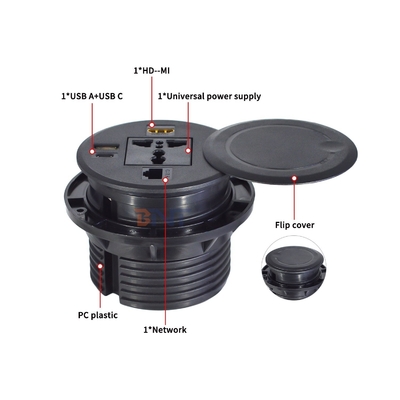 Round Sofa Embedded Power Socket with Universal Standard Power Outlets USB A+C & HDMI & Nerwork