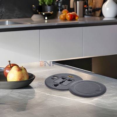 Round Sofa Embedded Power Socket with Universal Standard Power Outlets USB A+C & HDMI & Nerwork
