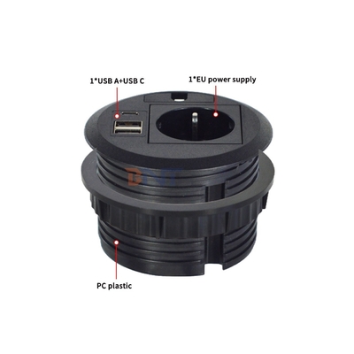 Wire hole cover design Round Sofa Embedded Power Socket with EU Standard Power Outlets USB A+C