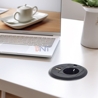 Wire hole cover design Round Sofa Embedded Power Socket with EU Standard Power Outlets USB A+C