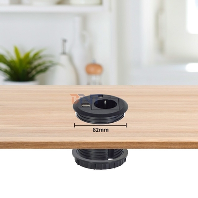 Wire hole cover design Round Sofa Embedded Power Socket with EU Standard Power Outlets USB A+C