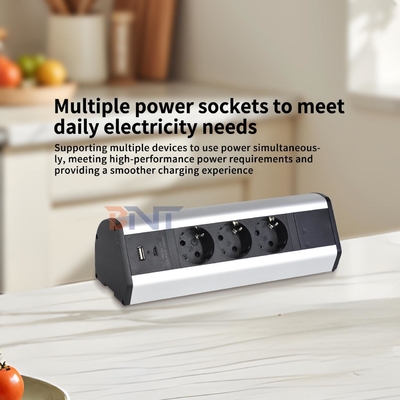 Adhesive clip design 3 EU AC Outlets USB A+C Fast Charge Desktop Clamp Socket Power Strip