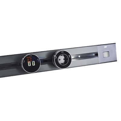 Multi Outlets Power Rail Track Socket 60CM Wall Mounted Removable Power Socket With 1AC & USB A+C