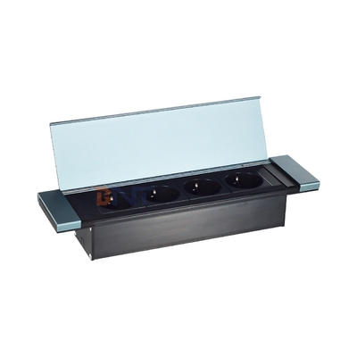 Embedded flip cover Design Desktop Socket Power With 4 EU AC Outlets