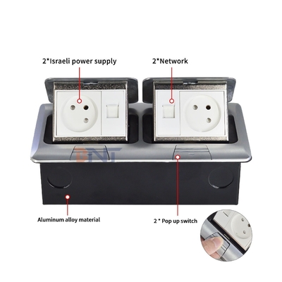 ODM/OEM Waterproof Hidden Pop-Up Type Floor Socket Box Israel Standard 2 AC Outlets Grounding Outlets