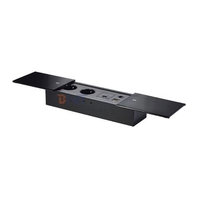 Double Silp Open Euro Tabletop Electric Power Socket Slip-Open 2 AC Outlets & USB A+C IP44 for Office Use
