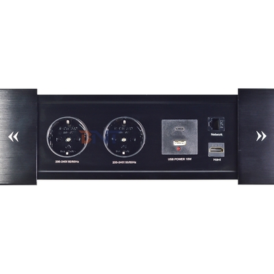 Double Silp Open Euro Tabletop Electric Power Socket Slip-Open 2 AC Outlets & USB A+C IP44 for Office Use