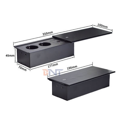 Slip-Open Euro Tabletop Electric Power Socket 2 AC Outlets USB A+C IP44 16A Rated Current for Office Use EU Plug Standard