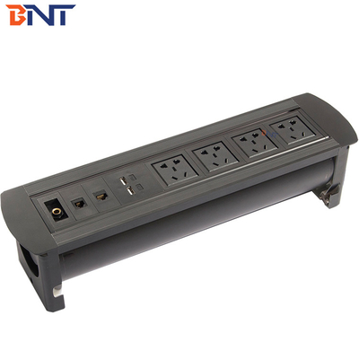 Manual Rotating 180 Degree Overturn Angle Desktop Pop Up Power Data Connector Universal Powerower / 3.5 Audio