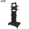 Black Floor Stand Mobile TV Trolley , 90 Degree Overturn Angle Rolling TV Cart