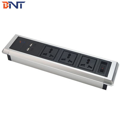 Hidden Screws Design Desk Mounted Power Sockets For Conference Room