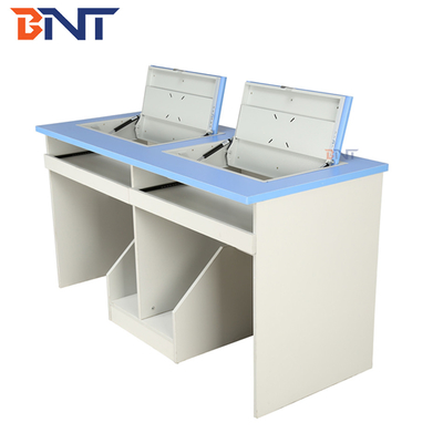 Anti Rust Double Student Computer Desk With Flip Up Hidden LCD Screen Case