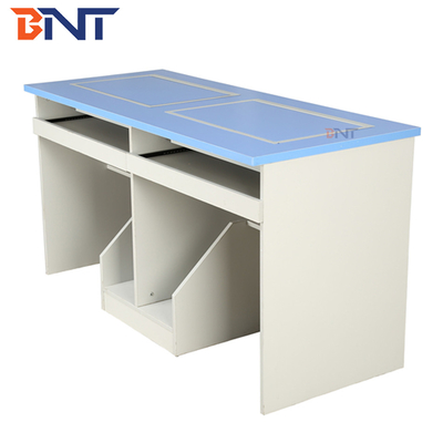 Anti Rust Double Student Computer Desk With Flip Up Hidden LCD Screen Case