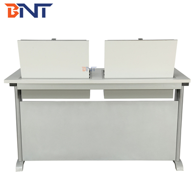 School Flip Top Computer Desk / Double Computer Table With High Texture Surface