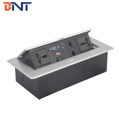 Pop Up Desktop Power Sockets With Zinc Alloy Material Surface Panel