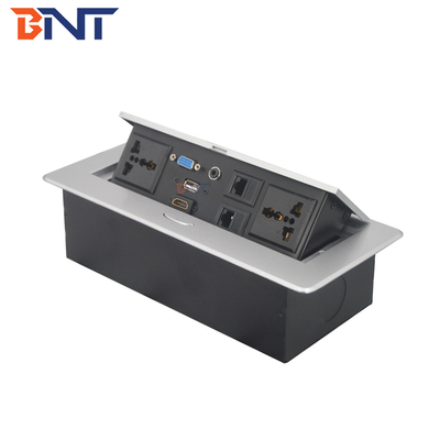 Pop Up Desktop Power Sockets With Zinc Alloy Material Surface Panel