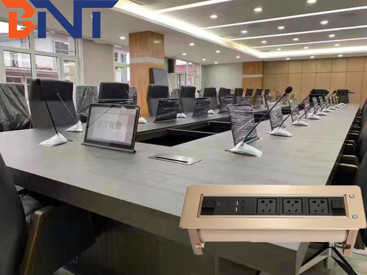 Motorized Rotatable Conference Table Outlet Box Overturn Angle 180 Degree