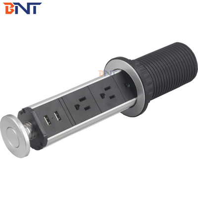 Aluminum Alloy 290*84mm Desk Pop Up Electrical Outlet