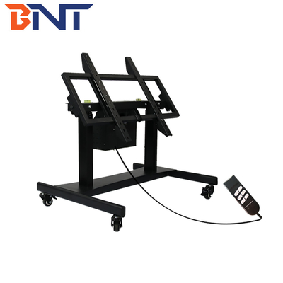 100kg Loading TV Mobile Cart With Motorized Height Adjustment 90 Degree Tilt