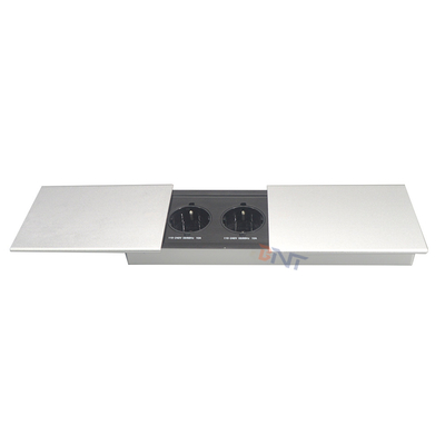 Sliver Sliding Media Meeting Table Socket Box With Usb Charging