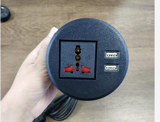 Black Universal power outlet Round power grommet usb socket built in desk sofa office furniture/ round power usb socket