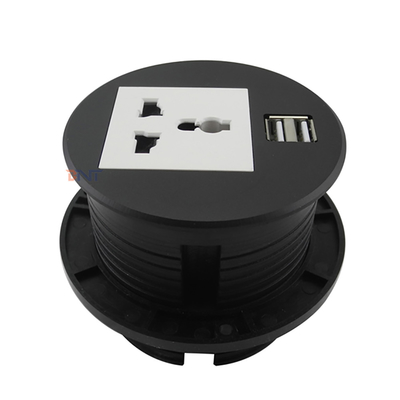 Black Universal power outlet Round power grommet usb socket built in desk sofa office furniture/ round power usb socket