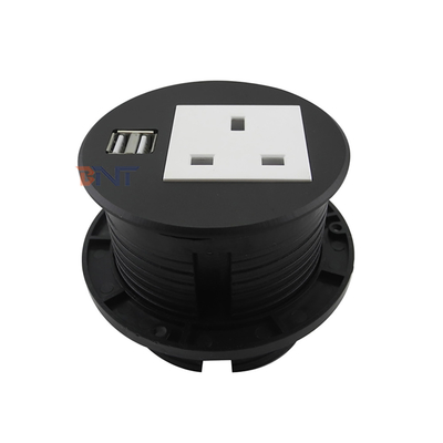 1 UK Power Outlet 2 USB Charger Table Top Grommets Round Desk Power Grommet With Data Hub