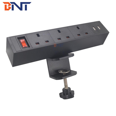 3 Outlets with dual usb charger desk clamp British power strip table socket