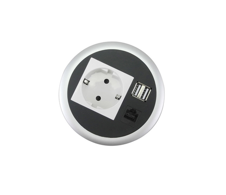 EU Power Outlet Data Usb Smart Grommet Round Socket With Rj45 Hidden In Office Sofa Worktop