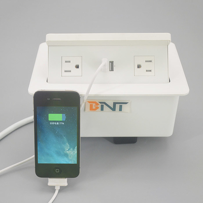 Office Furniture Tabletop Pop Up Power Hidden Socket With Qi Wireless Charger