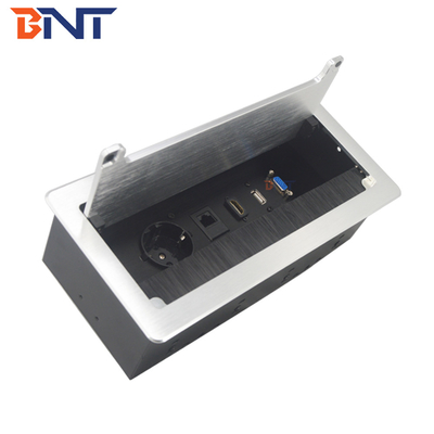 BNT tabletop brushed outlet socket aluminium flip up power socket for office desk conference table