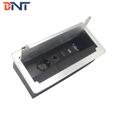 BNT tabletop brushed outlet socket aluminium flip up power socket for office desk conference table