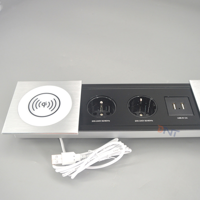 Multimedia Table Sliding Power FR Socket With Usb Charging And Wireless Charger