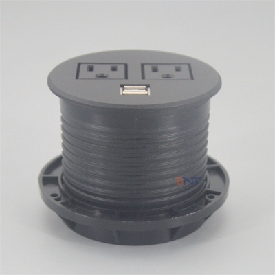 Mini Round Table Socket With 2 X USA Power And 1 X USB Charger